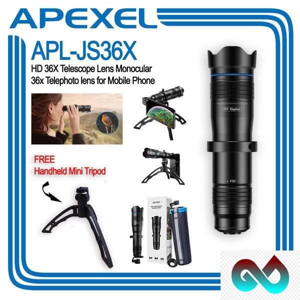Terlaris Apexel Apl-Js36X Hd 36X Lensa Telephoto Monocular For Smartphone
