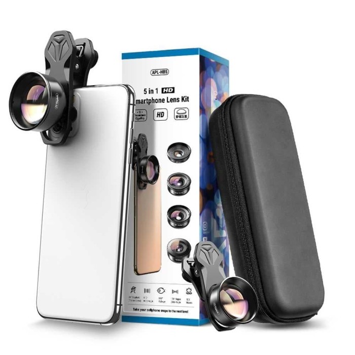 Terlaris Apexel Premium Hd 4K 5 In 1 Lensa Lens Kit For Smartphone Apl-Hb5
