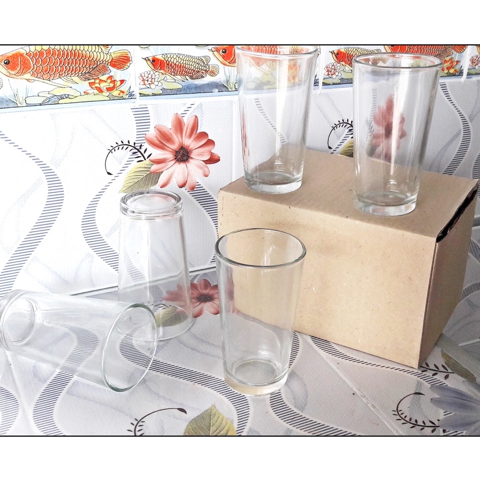 Dijual Murah Gelas Kaca gelas polos tinggi bening Gelas Sirup Isi 6pcs g Produk Premium ♫.