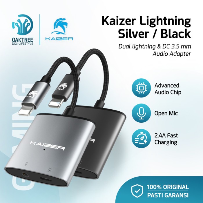 KAIZER SPLITTER IPHONE LIGHTNING TO DC 3.5MM AUDIO JACK SPLITTER AUDIO