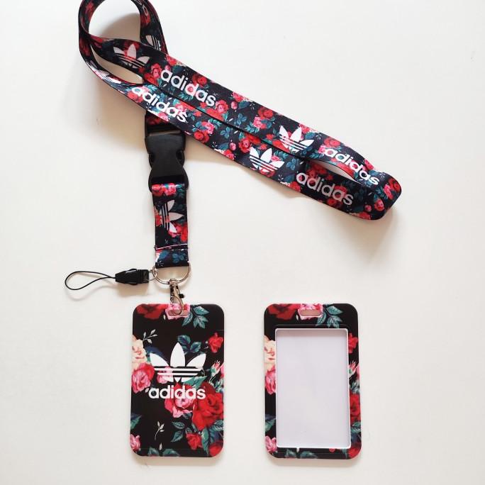 

ID Card Holder Name Tag Lanyard / Kalung Kartu Black Flower Adidas
