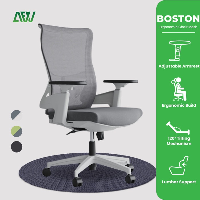 Terlaris Boston Kursi Ergonomic Chair Mesh Office Chair Lumbar Support