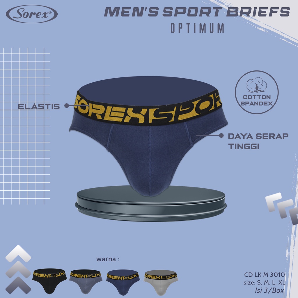 3 Celana Dalam Pria - M 3010 - SOREX MEN BRIEFS - BOX ISI 3 - CD Pria Dewasa - CD Remaja