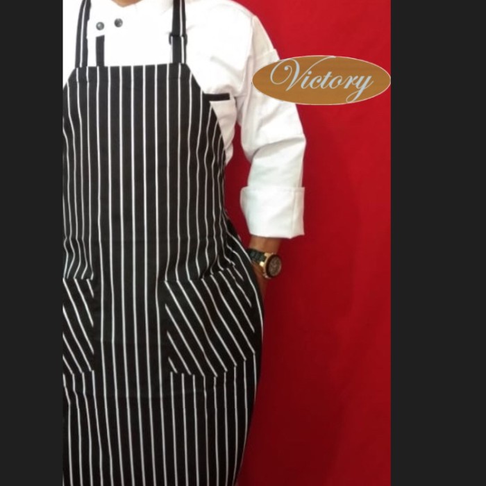 Terlaris Apronku Celemek Motif Garis / Apron Motif Garis / Celemek Masak