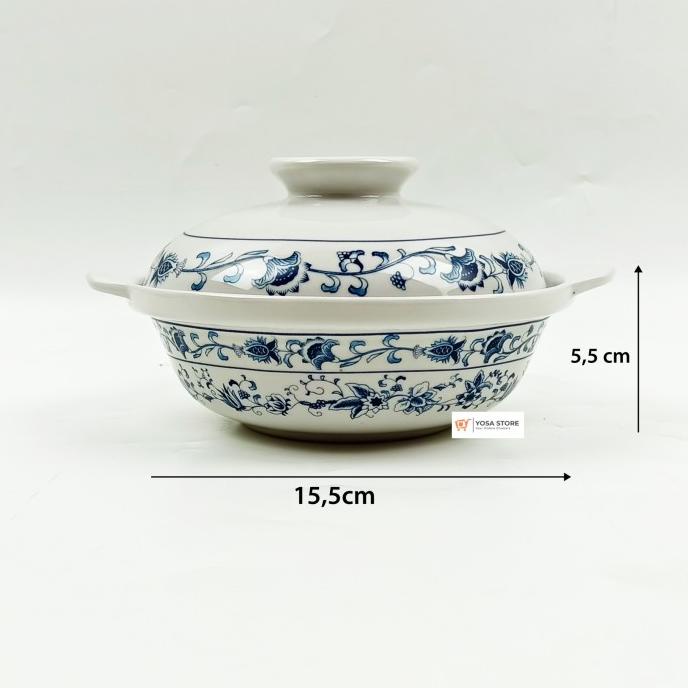 Mangkok Sayur Keramik Saji plus Tutup Motif Ming 1 Set