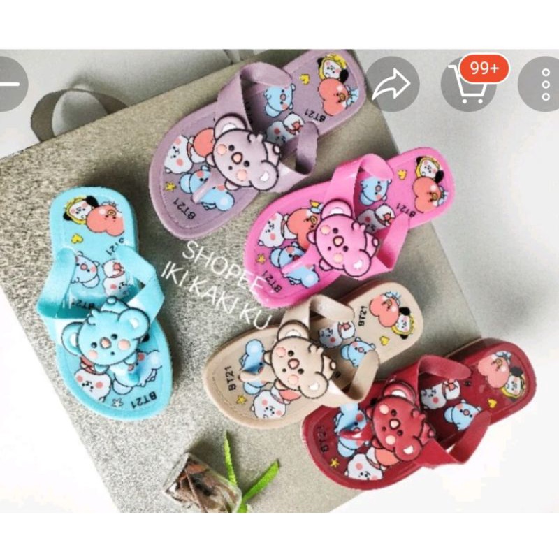 Sandal Jepit Anak Perempuan Motif BTS 21 Korea Fashion Terbaru Import