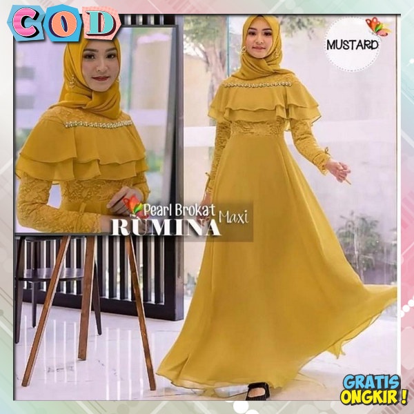 Ganis Perempuan Elegant Gamiss Pesta Lamaran Ghamus Kekinian Model Terbaru Bsju Pakaian Muslimah Mew