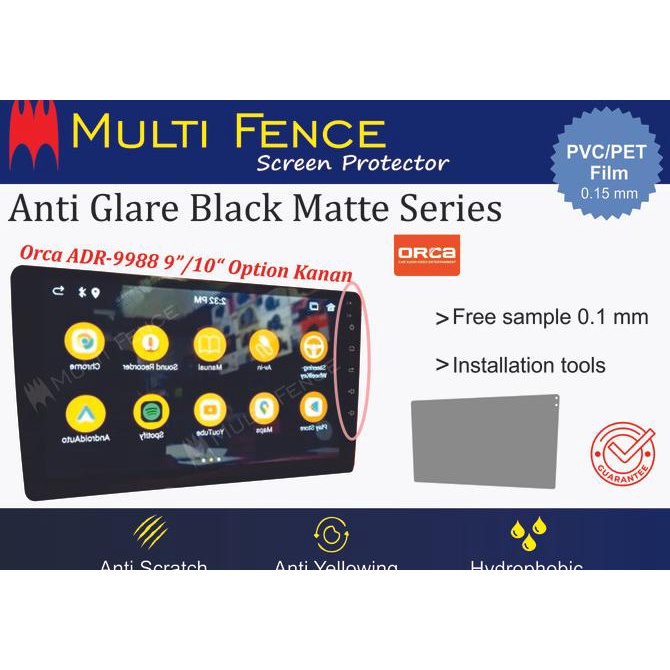 Screen Guard Head Unit Android ORCA ADR-9988 9/10"