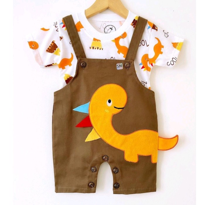 baju bayi baju setelan kemeja bayi laki laki newborn import overall Dino - Overall Dino(C7E0) baju b