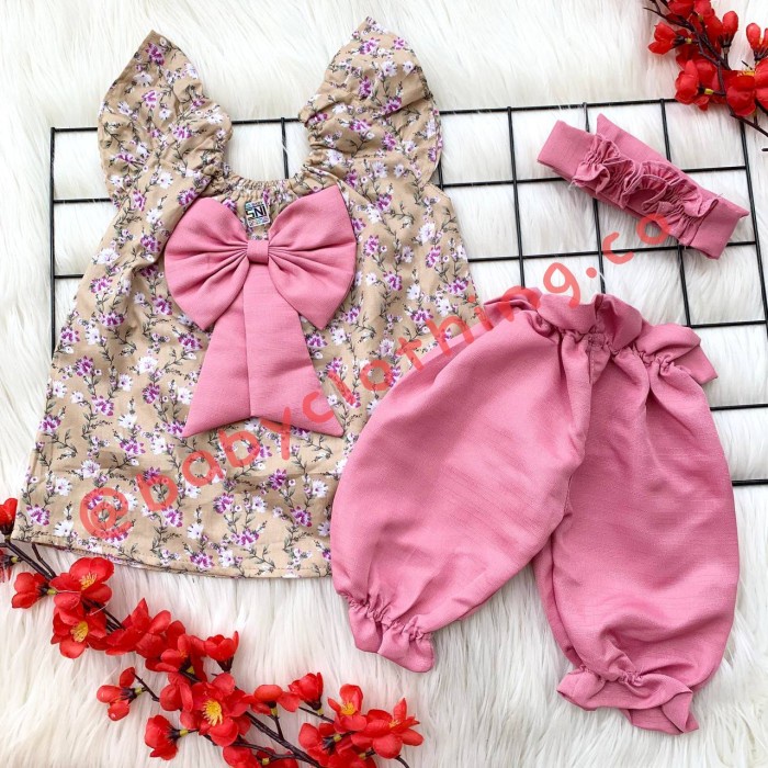 baju bayi baju dress anak bayi perempuan cewek lucu pergi jalan bestseller -gol - krem(U7O3) baju ba
