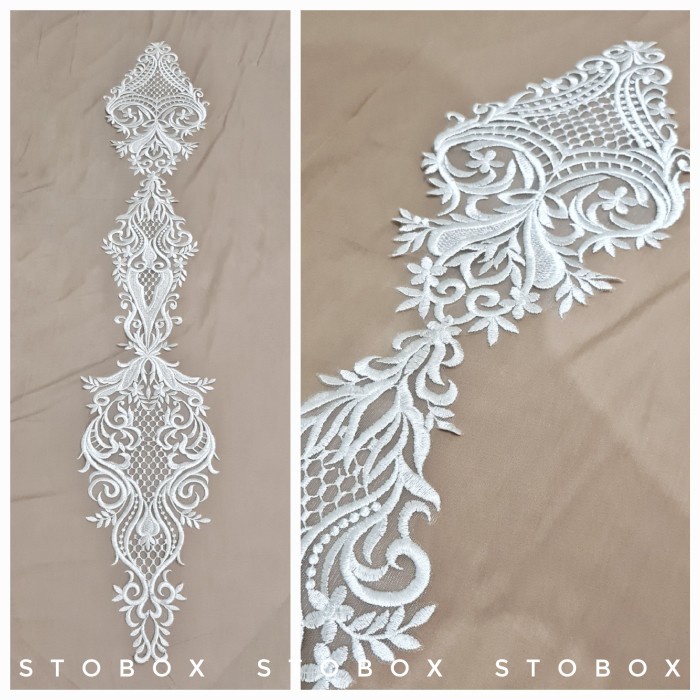 Terlaris Bordir Putih White Lace Gaun Brukat Brokat Tulle Renda Payet Kain Tile