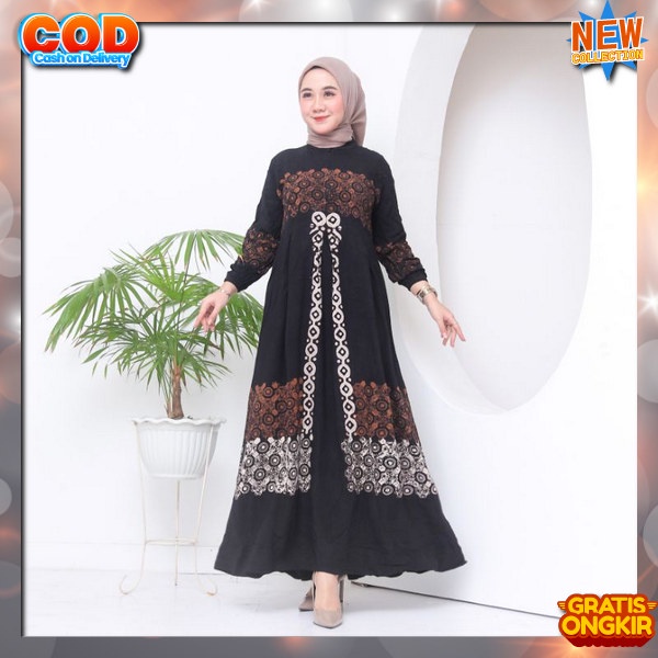 Baju Gamis Batik Modern Pakaian Dress Kondangan Gsmis Batik Modern Buju Bstik Perempuan Bahan Adem D