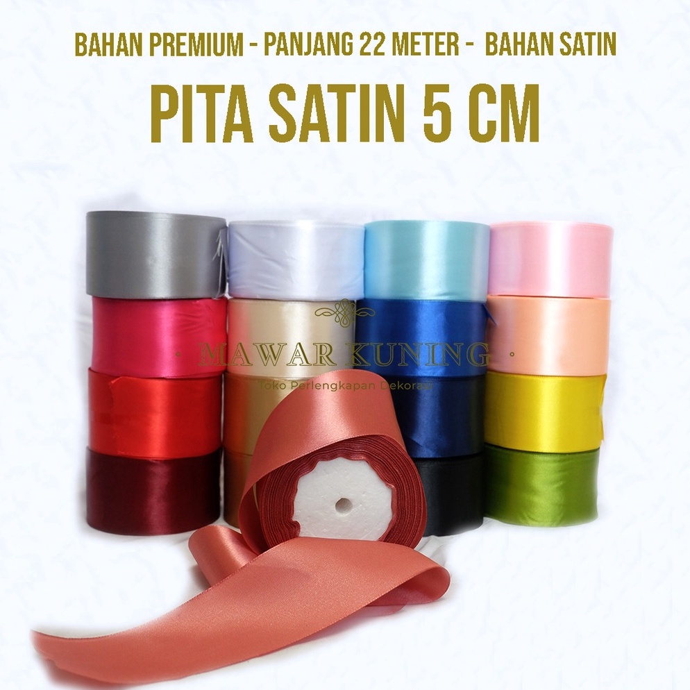 

❇Promo [ 5 CM x 22 M ] Pita Satin Untuk Kado / Buket Bunga / Hadiah Lainnya K61