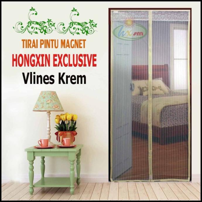Tirai Pintu Magnet Hong Xin Anti Nyamuk V-Lines Krem