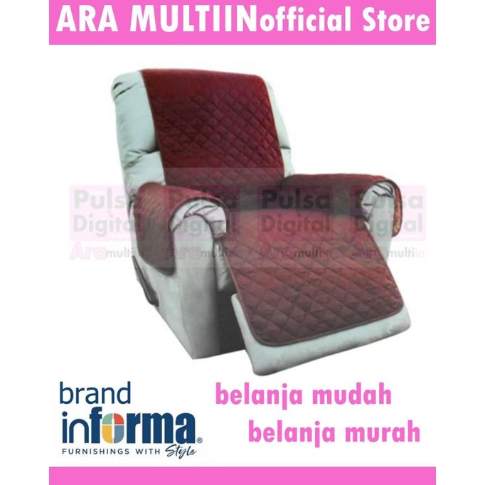INFORMA SARUNG PELINDUNG SOFA RECLINER PROTECTOR 1 SEATER WINE-MOCCA
