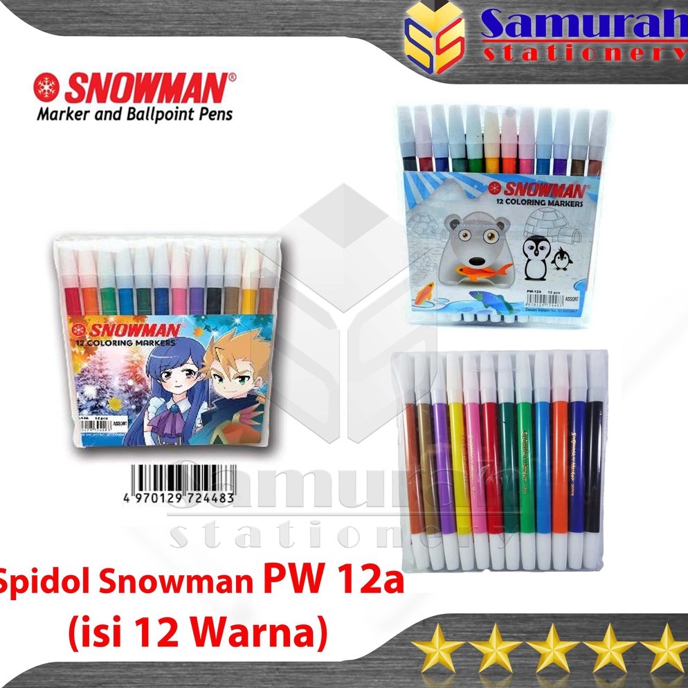 

❈Best Terlaris✫↕ Spidol Kecil Snowman 12 Warna ( Set ) / Marker 12 Colours M82 ☊