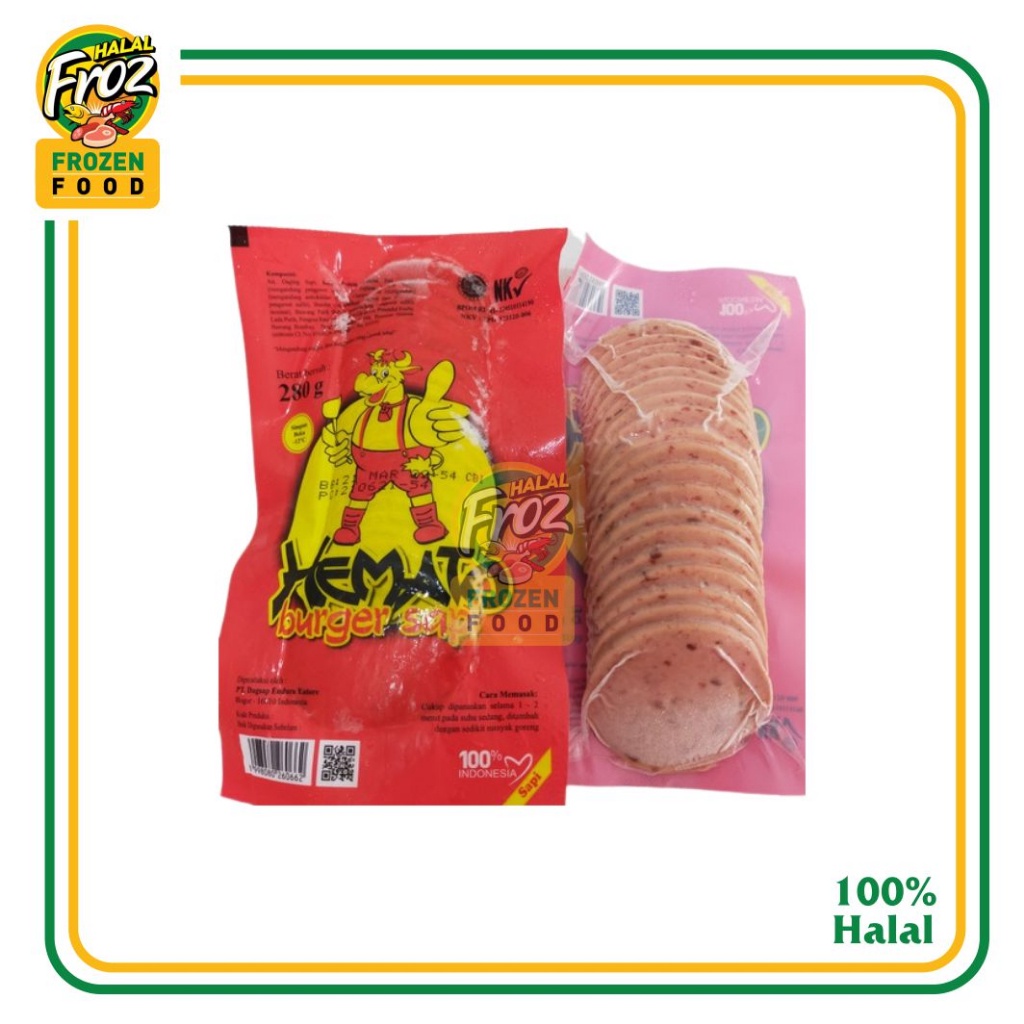 

Daging Burger Sapi Mini Hemato 20 pcs 280 gram HFPRS