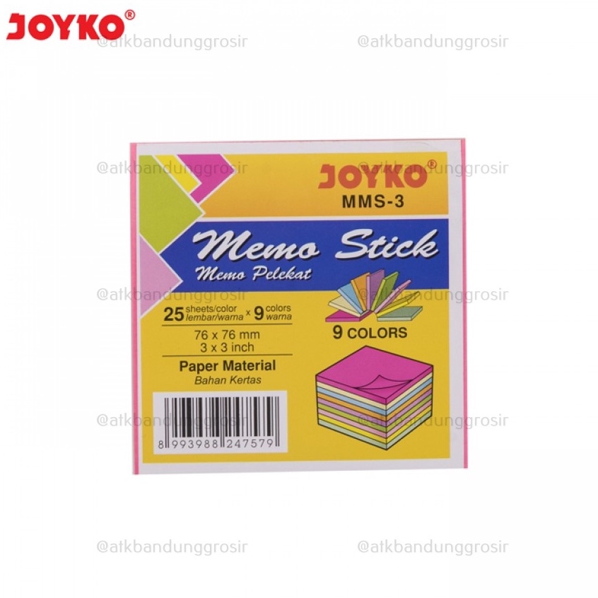 

Produk☆ Memo Stick / Sticky Note Joyko MMS-3 Besar Isi 9 Warna 76 x 76 mm - Pak (225 lembar) G85