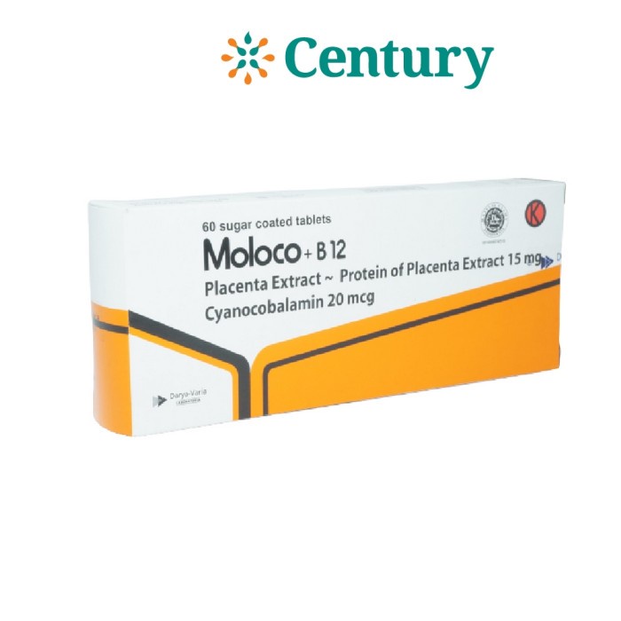 MOLOCO B12 1 STRIP 10 TABLET / PLACENTAL EXTRACT / VIT.B12 / PELANCAR ASI / IBU MEYUSUI / ASI BOOSTE