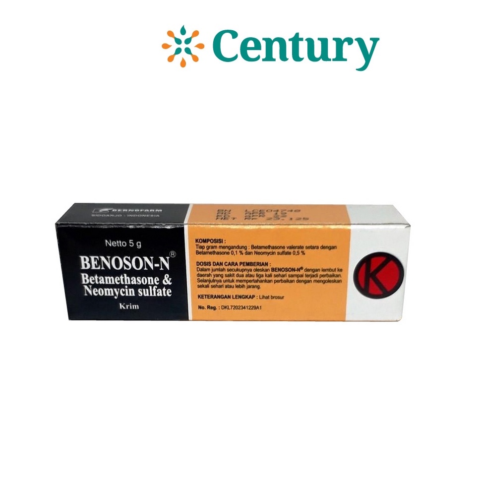 BENOSON N 0,1% CREAM 5 GRAM / BETAMETASON / SALEP GATAL / ALERGI / OBAT GATAL / EKSIM