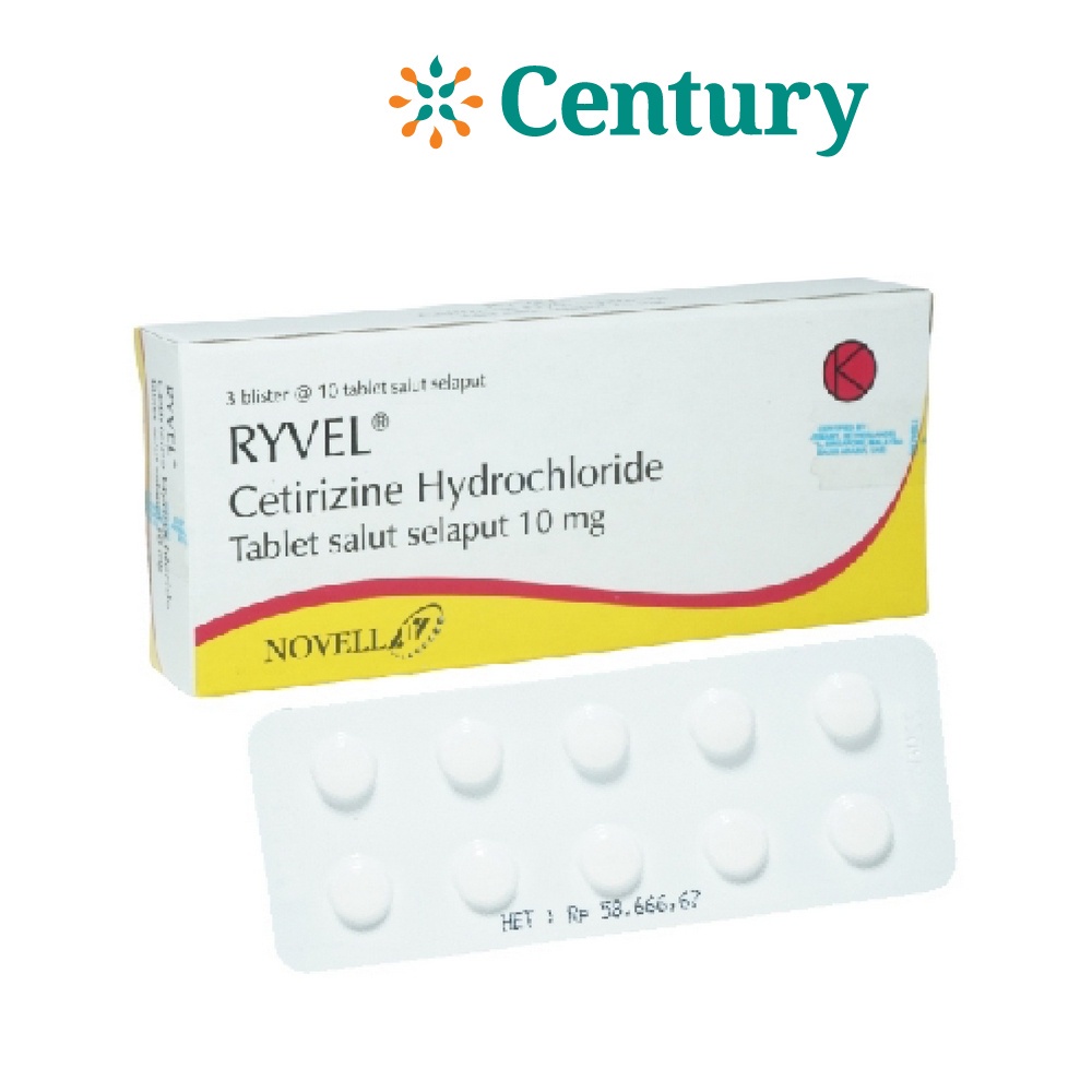 RYVELL 10 MG 1 STRIP ISI 10 TABLET / CETIRIZINE / BERSIN / FLU ALERGI