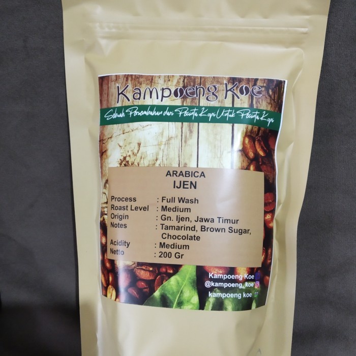 

Dijual Kopi Arabica Arabika Ijen Kampoeng Koe Biji / Bubuk 200 Gram Promo
