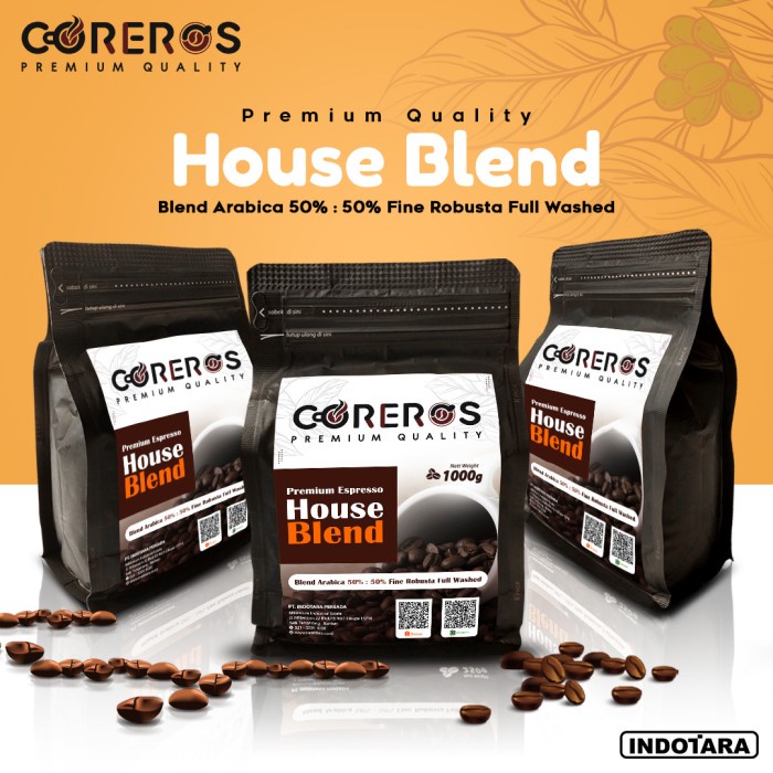 

Mantap Biji Kopi Susu Arabika 50% Robusta 50% Coreros House Blend - 1 Kg Gilaa!!!
