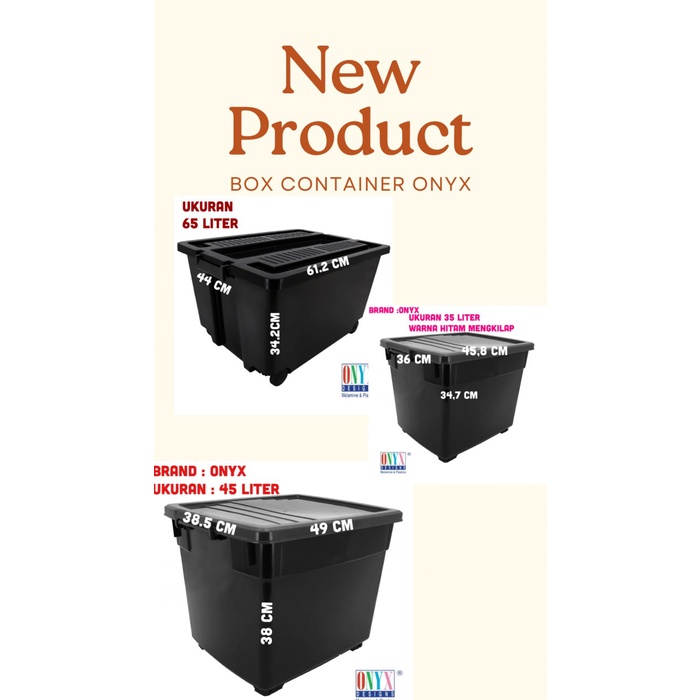 BOX CONTAINER HITAM ONYX 65 LITER BOX ONYX 45 LITER CONTAINER BOX 35 L