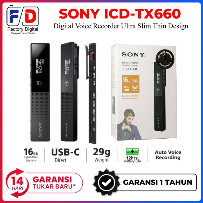 Bestseller Sony Icd-Tx660 Tx660 Digital Voice Recorder Alat Perekam Suara Sony