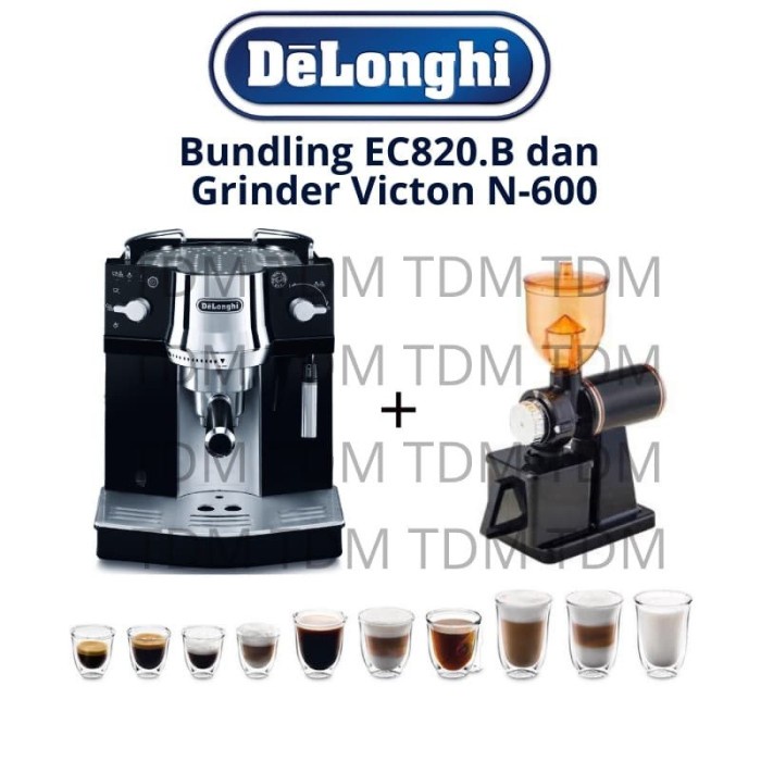 Bundling Mesin Kopi Delonghi EC 820B + Grinder Kopi N600
