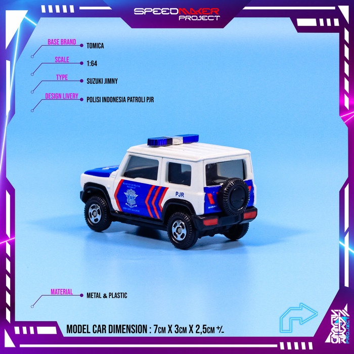 FLASH SALE TOMICA CUSTOM SUZUKI JIMNY POLISI INDONESIA PJR DIECAST MINIATUR 1/64 TERBARU