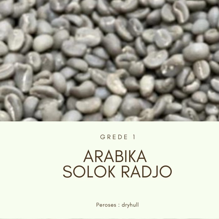

Limited Arabika Green Bean Solok Radjo Peroses Dryhull Grede 1 Terbatas