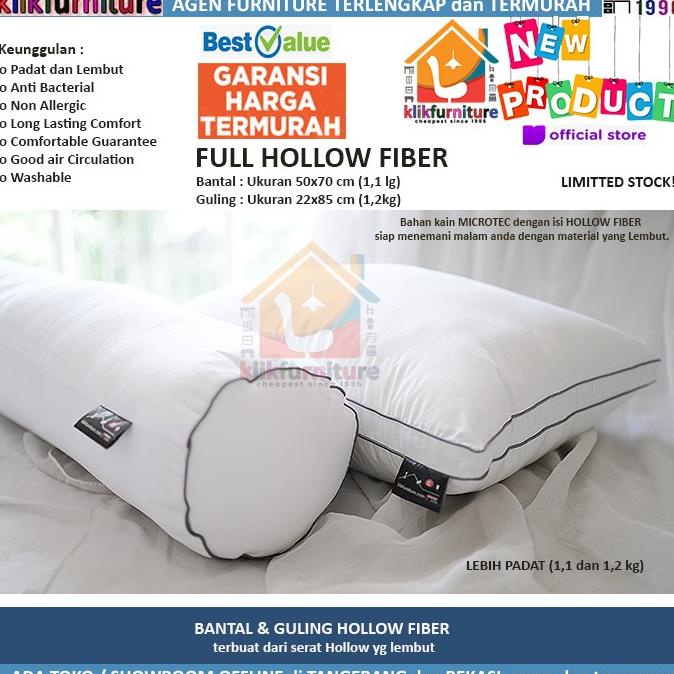 Set Bantal Guling Tidur Hotel Pillow Bolster Fiber Hollow Premium