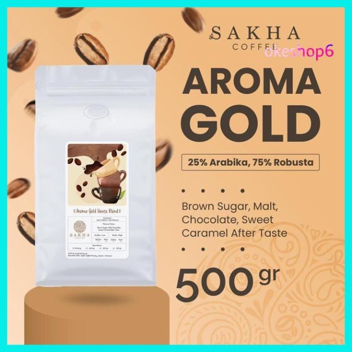 

Spesial Sakha Coffee Kopi Aroma Gold Espresso House Blend 25% Arabika 75% Murah