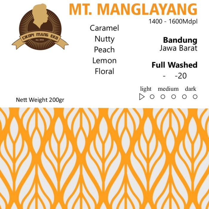 

Eklusif Kopi Arabica Manglayang Fullwash Process Roasted Bean 200Gr Terlaris