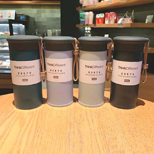 Termos Tumbler Tumblr Kopi Air Panas Dingin Premium Tali Kulit 250Ml