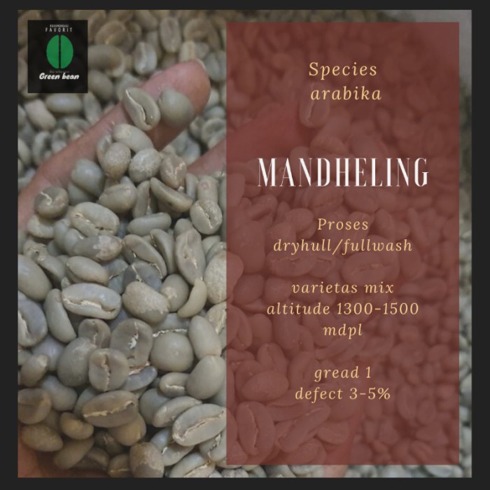 

Kusus Hari Ini Green Bean / Biji Kopi Arabika Mandheling1Kg - Dry Hull - Gread 1 Hemat