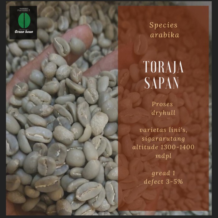 

Murah Green Bean / Biji Kopi Arabika Toraja1Kg - Dry Hull - Gread 1 Murah