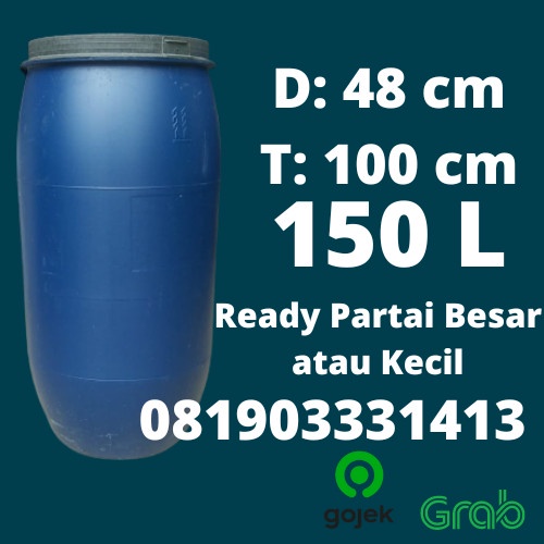Drum Air Plastik 150 Liter Besar Tempat Sampah Ember Baskom Hdpe Tebal Bestseller Bin