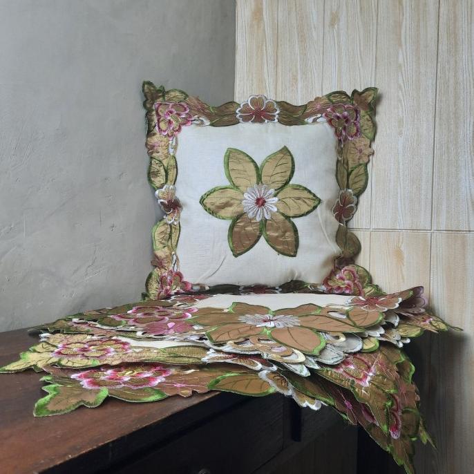 Sarung Bantal Kursi Set Organdi Bordir