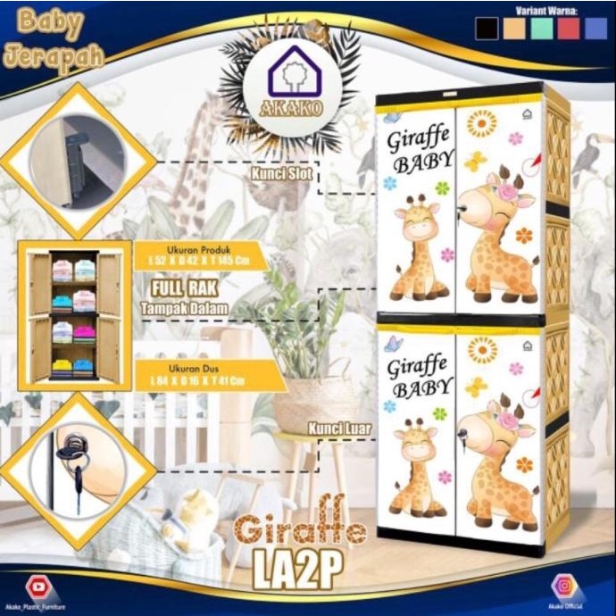 LEMARI PLASTIK ANAK RAK + KUNCI / LEMARI ANAK AKAKO LA2P KARAKTER