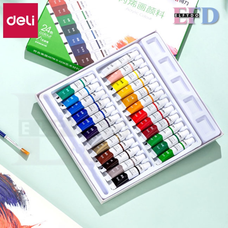 

Elfydo Deli014 Acrylic Paint / Cat Akrilik Anak 24/36 Warna Dapat Ditulis Di Kain Tanah Liat