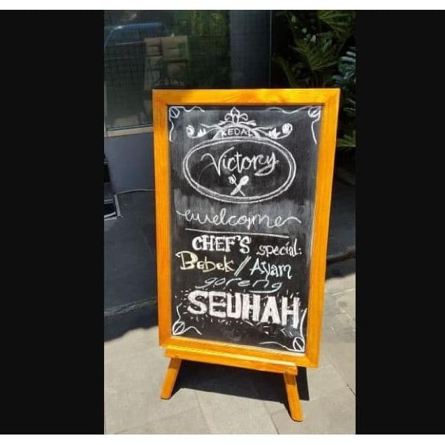 

Papan Tulis Kapur Blackboard Menu Cafe + Stand 1 side 50 x 80