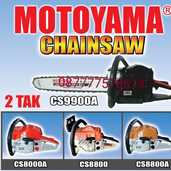 Terlaris Chainsaw Motoyama Cs 9900A & Mesin Potong Kayu & Mesin Potong Pohon