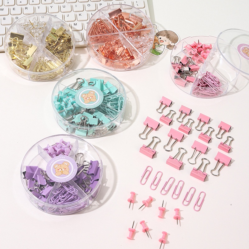 

SeamiArt 65pcs/set Long Clip Clip Tack Combination Set Office Combination Penjepit kertas School Supplies Stationery