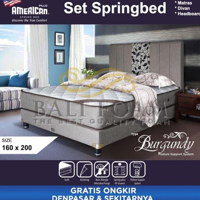 @@@@] American Pillo Set Burgundy Kasur Springbed Bali 160 x 200