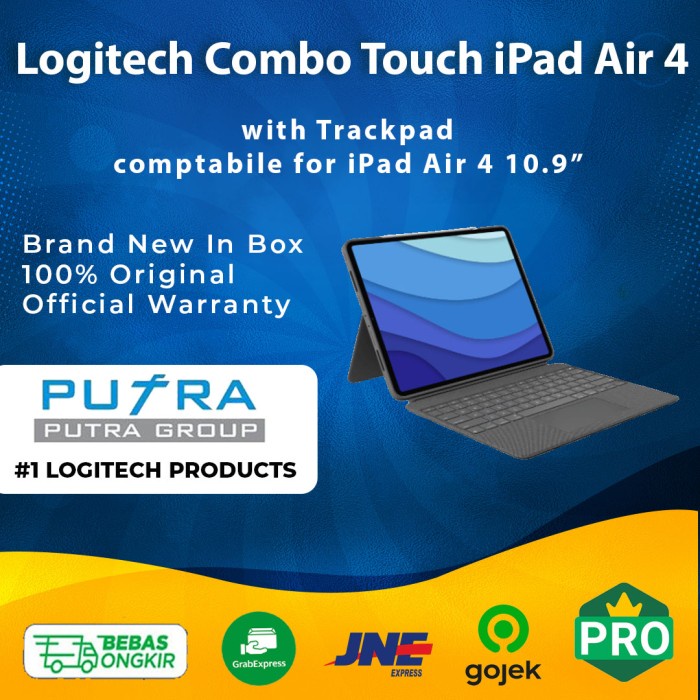 Terlaris Logitech Combo Touch Keyboard Trackpad For Ipad Air 4 2020 10.9"