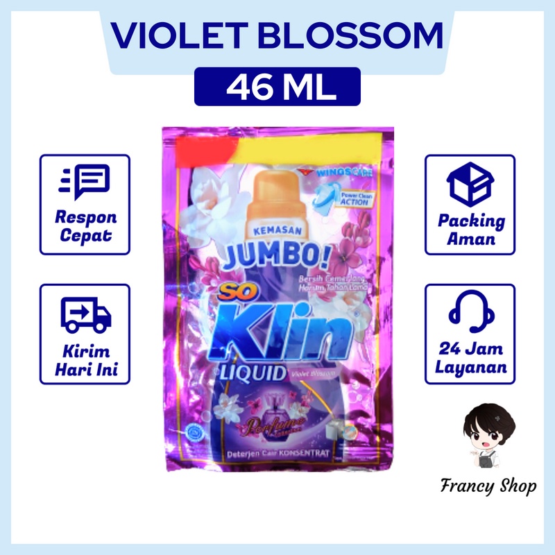 So Klin Liquid Violet Blossom Deterjen Cair Sachet 46ml