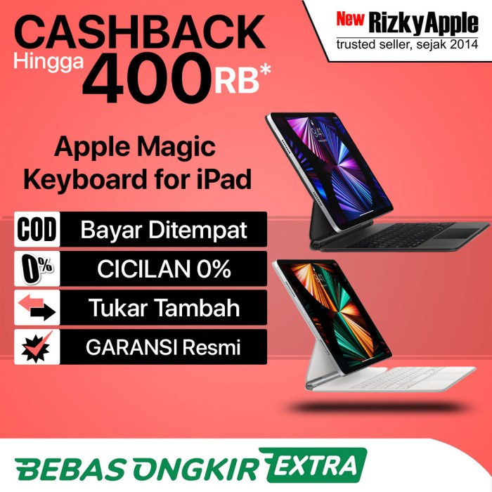Terlaris Apple Magic Keyboard For Ipad Pro 2021 M1 12.9" & 11" Black White 2020