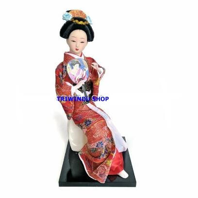 Jessia Boneka Geisha Jepang - Japanese Geisha kimono orange